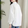 Combed Cotton White Shirt for Women Long Sleeves Mid-length Loose Slimming Design Chic Top Autumn Cotton Shirt