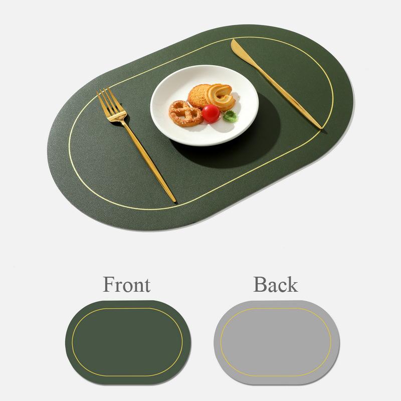 

Personalized Leather Table Mat Custom Logo Table Mat Name Placemat Easy Clean Suitable Restaurant Insulation Desk Accessories No Engraving зелёный