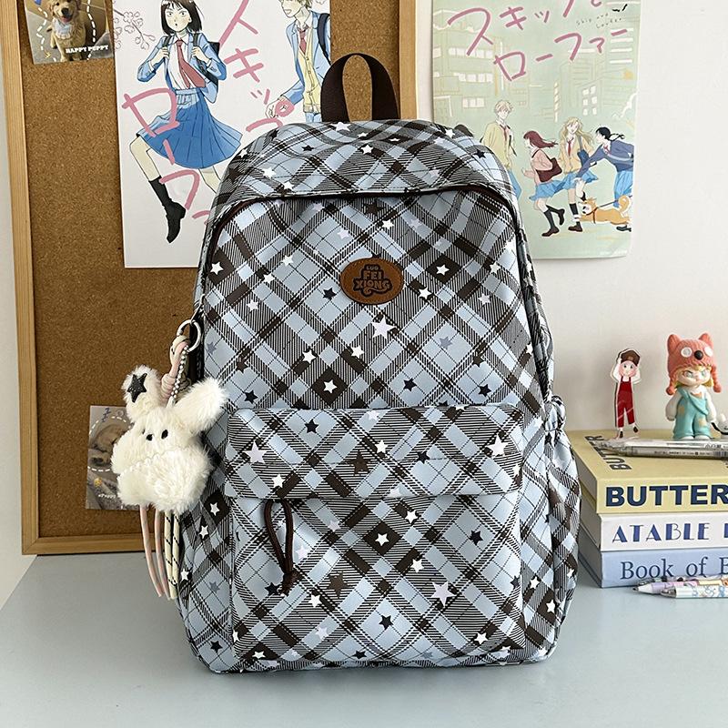Schoolbag1011 trendy fashion plaid light schoolbag backpack women's large capacity versatile leisure student commuter backpack