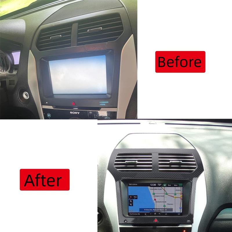 For Ford Explorer 2011 2012 2013 2014 2015 Carbon Black Interior Console Navigation Cover Frame Trim ABS Car Accessories 1pcs