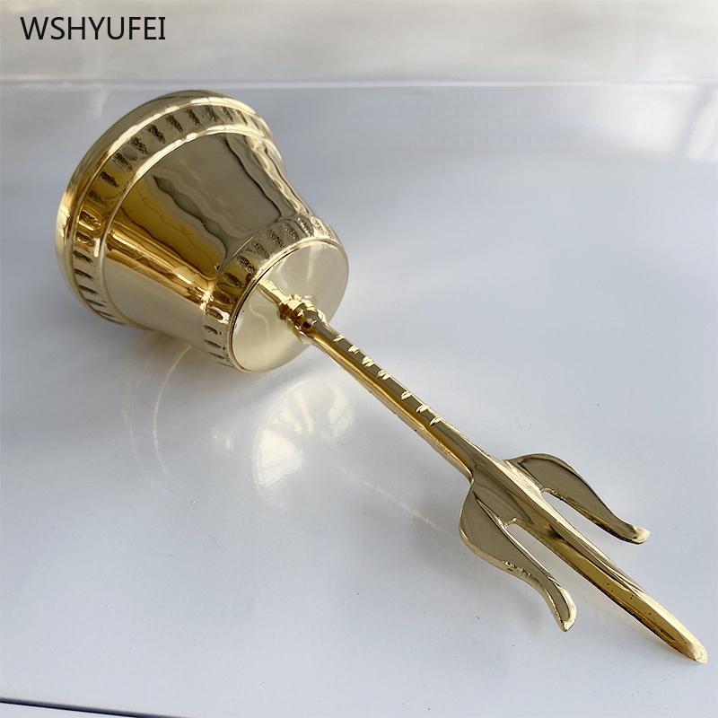 1 Pc Brass Pure Copper Trident Hand Shake Bell Feng Shui Accessories Halloween Props Household Sacrifice Temple Dharma Tools