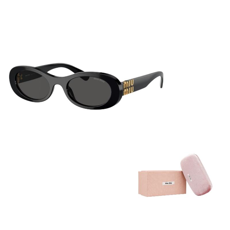 MIU MIU Logo Acetate Oval Sunglasses Women Sunglasses Black 710731