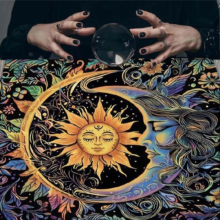 Moons and Sun Tarots Tablecloth Astrologys Witchcrafts Deck Cloth Wall Decoration