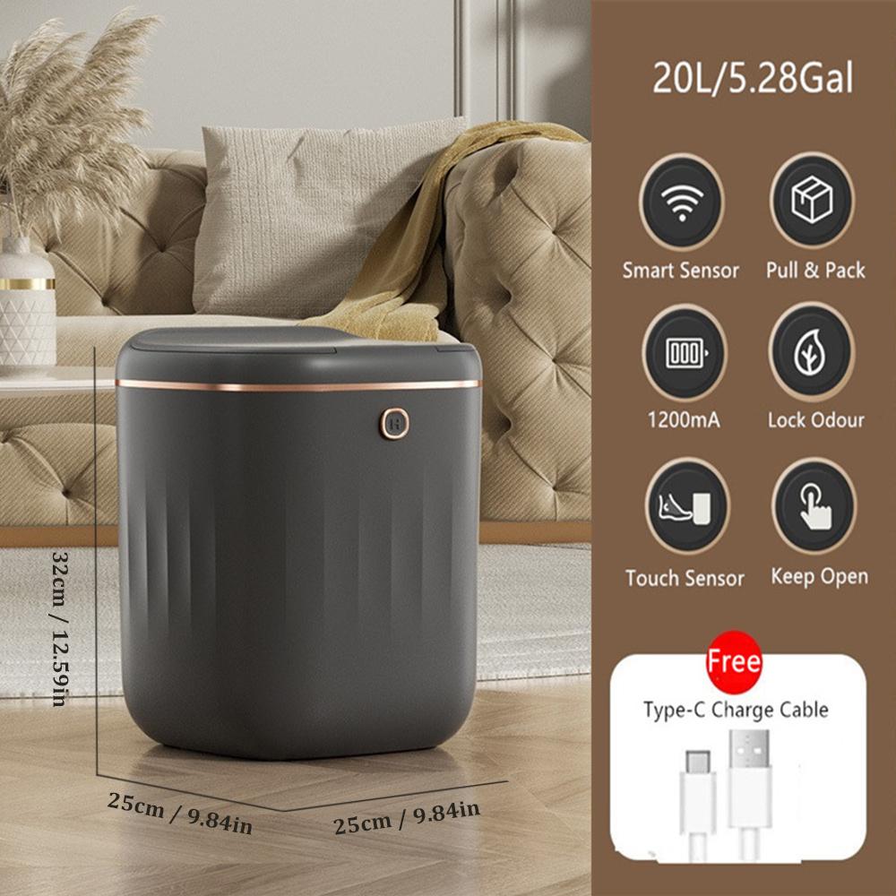Smart Induction Trash Can Household Silent Closing Lid Storage Bucket Kick Open Cover Rubbish Bin Toilet Office Paper Basket