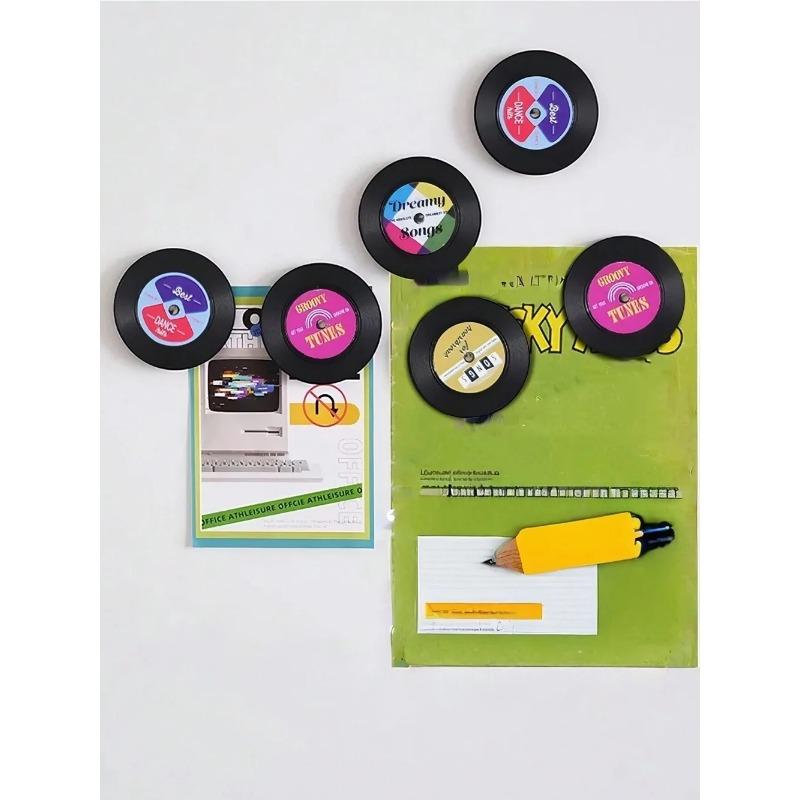 Vintage Fridge Magnets, Cassette Tape And Record Style,Home Refrigerator Decoration,Office And Household Desktop Ornament