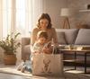 BEIGE FELT SHOPPING BAG 35X25X12 CM DEER