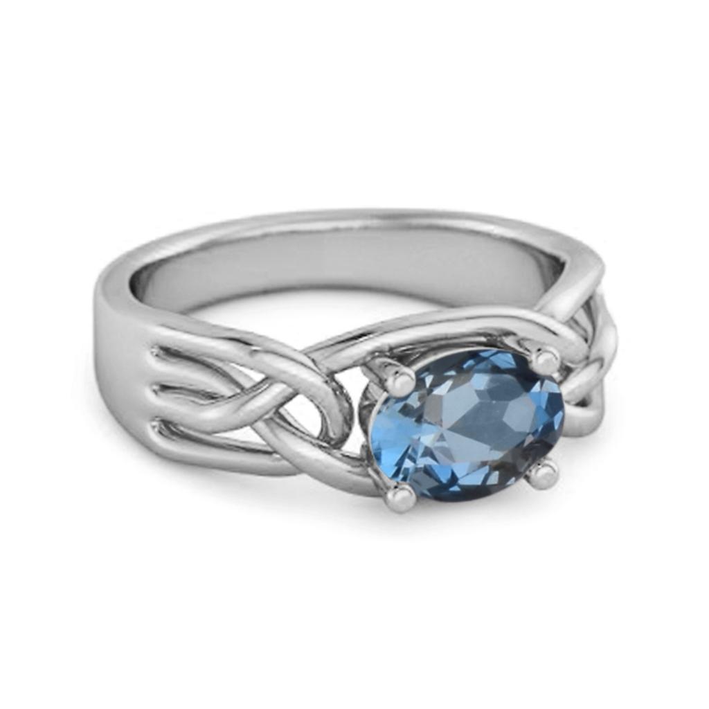 London Blue Topaz Celtic Woven Band Ring - 925 Sterling Silver