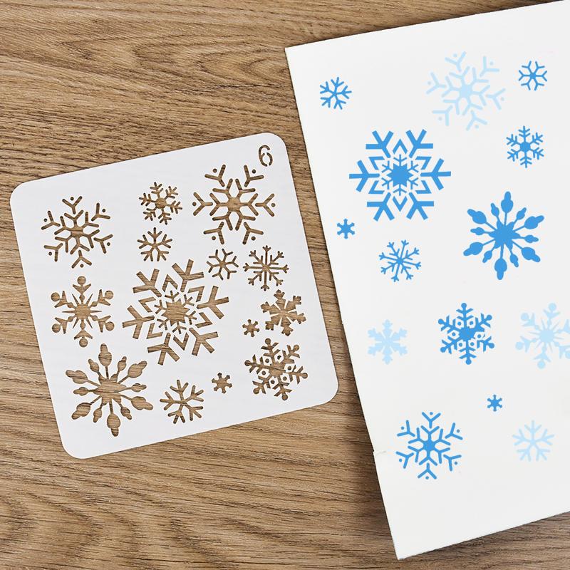 8 Stück/Set Weihnachts-Schablonen Wandmalerei Scrapbook Schablone Prägealbum Papierkarten Vorlagen DIY Geschenk Basteln Heimdekoration