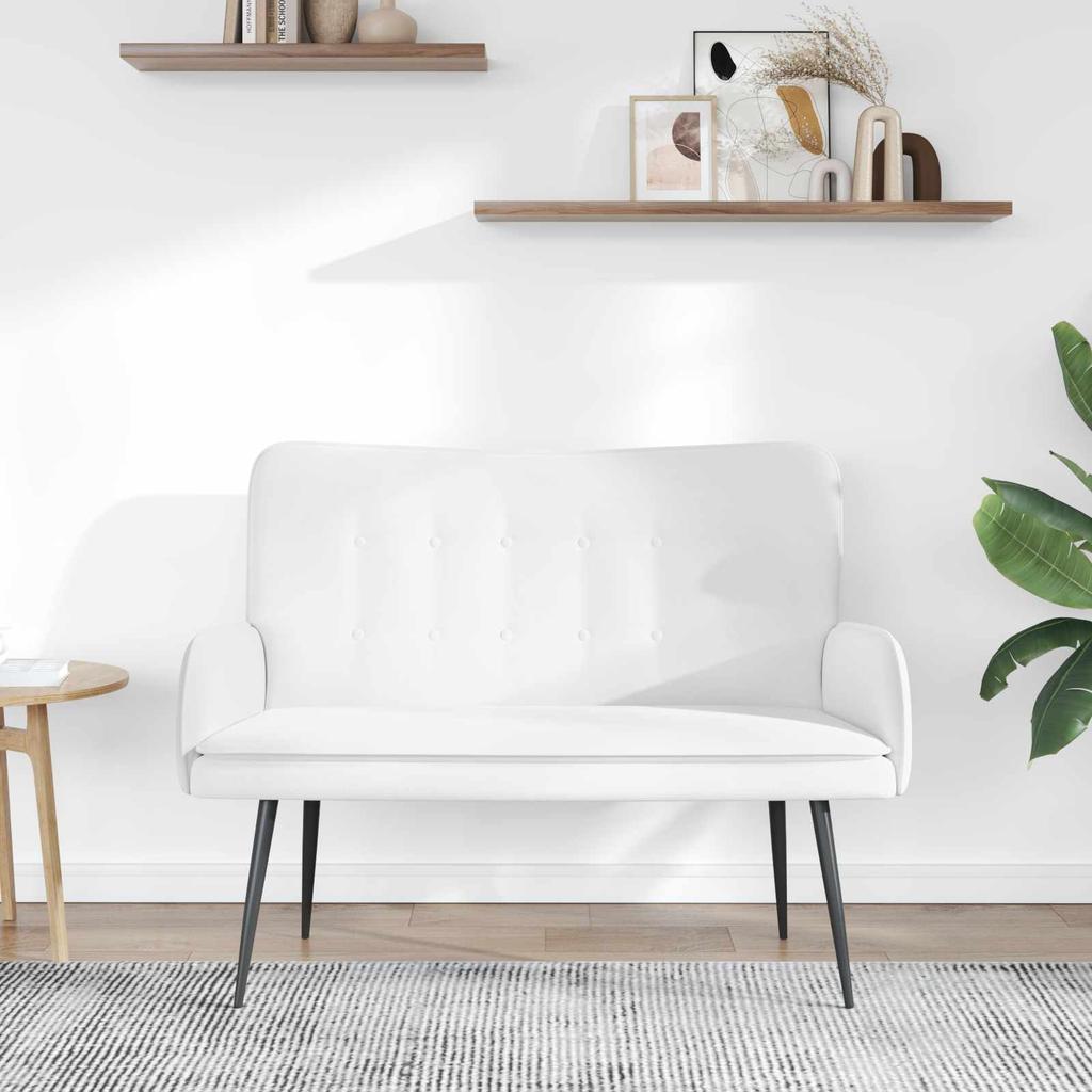 2 Seater Sofa White 115 x 61 x 87 cm Fabric
