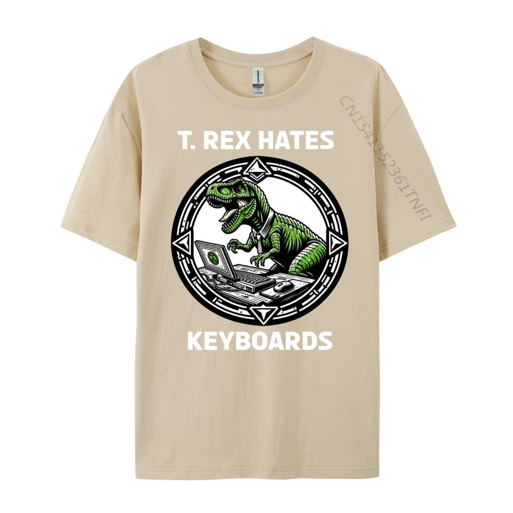 T Rex Hates Keyboards Computers Laptops Mens Designer Clothes Comfortable Luxury Designer Tops Tees Gothic Style