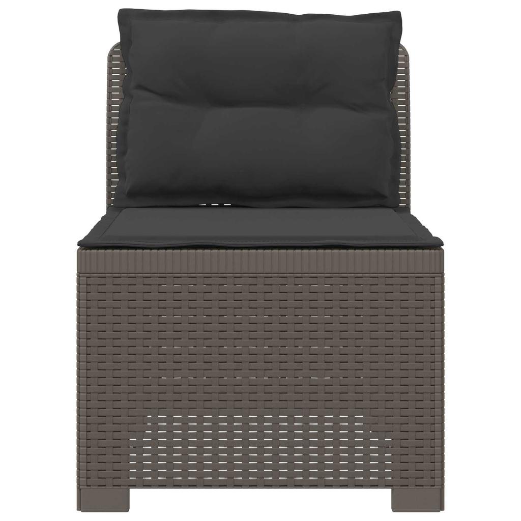 1 Seater Garden Sofa with Cushions Rattan Look PP Light Gray