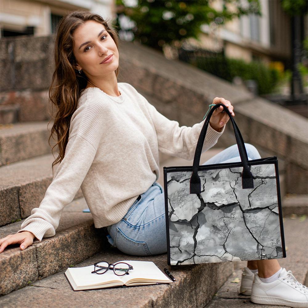 Stylish Cracked Pattern Tote Bag Casual Large Capacity Daily Handbag