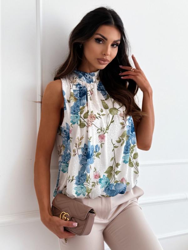 

Летняя женская мода 2025 Топ-жилет без рукавов с принтом и завязками Medium синий