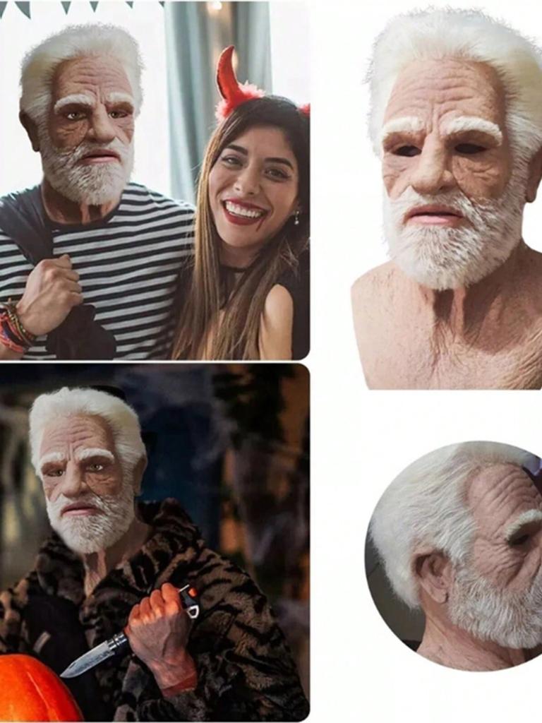 Halloween Old Man Mask Realistic Vicissitudes Simulation Full Face Mask Role Play School Party Gathering Game Head Cover