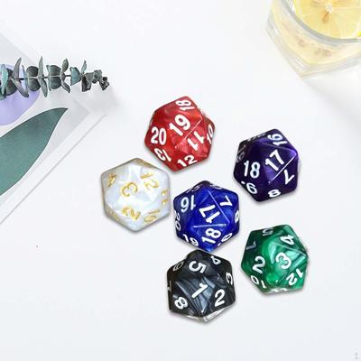 6 Pieces D20 Dices, 20 Sided Entertainment Toys, Math Counting Teaching Aids, Game