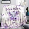 1PC Custom Name Pink Elephant Dreams Patterned Flannel Blanket Suitable For All Seasons for Home Decor Warmth and Comfort Gifts Holiday Present_lx