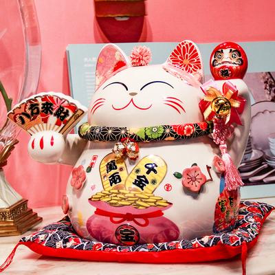 Keramische Maneki Neko Gelukskat - Japanse Stijl Gelukskat Beeldje voor Huis, Winkelentree, Hal en Kantoor Decoratie