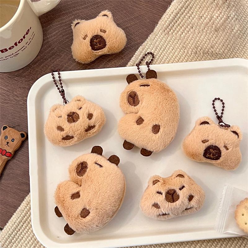 Capybara Plush Doll Cartoon Keychain Bag Pendant Soft Stuffed Doll Backpack Car Bag Key Ring Decor Kid Gift
