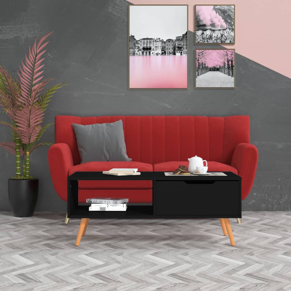 Vidaxl Stolik Kawowy, Czarny, 100X49,5X43 Cm, Materiał Drewnopochodny