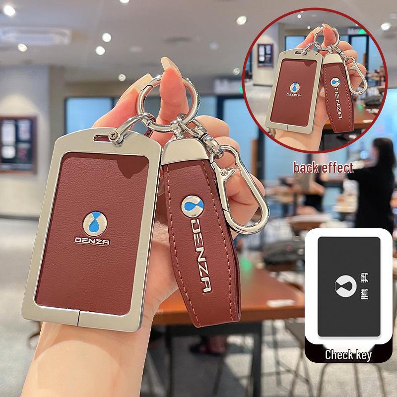 Denza D9 Key Fob Holder: NFC-Enabled Metal & Leather Card Holder for EV, Unisex with Buckle