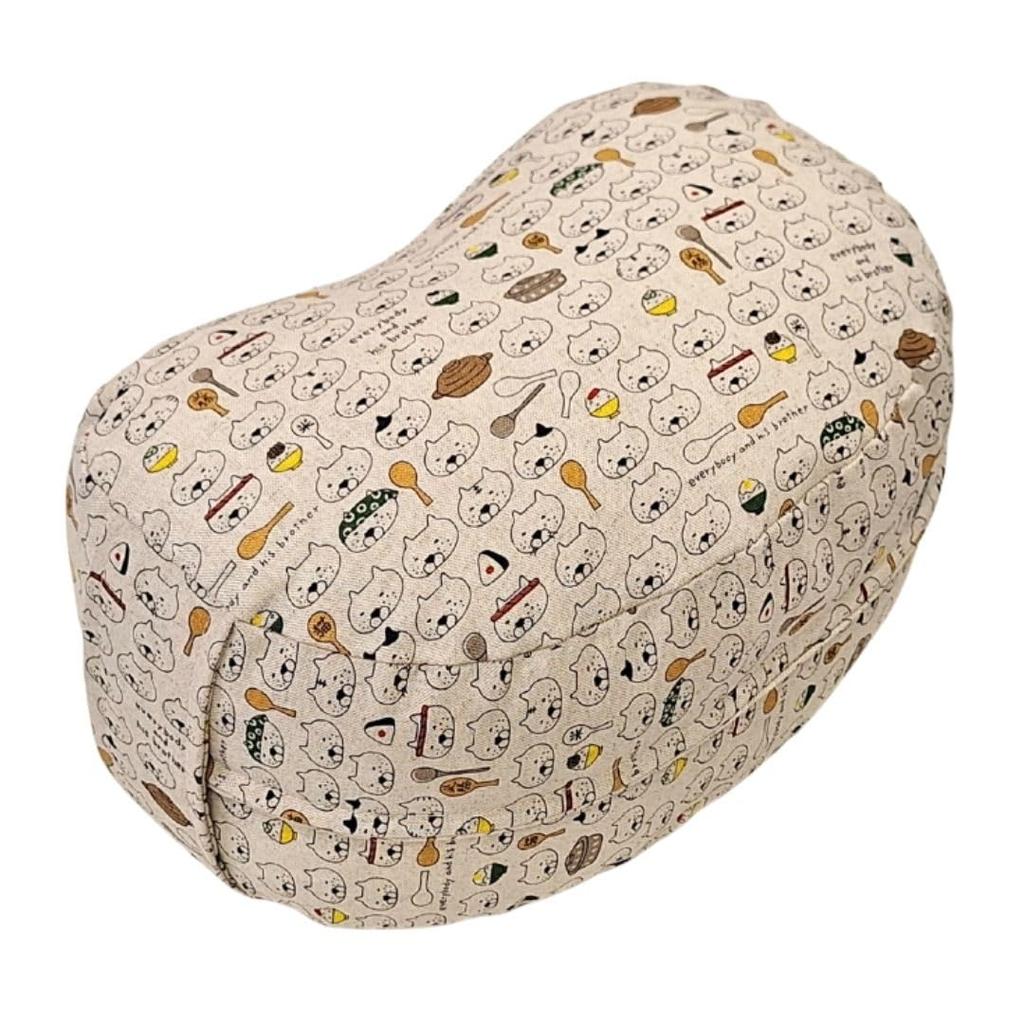 Mindfulness Days Seiza Cushion, Seiza Chair Pillow, Cotton, Made in Japan, 28x17x12cm (Shamoji Cat Design, Off-White)