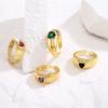 HECHENG,New Heart Love Zircon Enamel Golden Open Ring for Women Party Fashion Gift Zircon,Wholesale Accessories