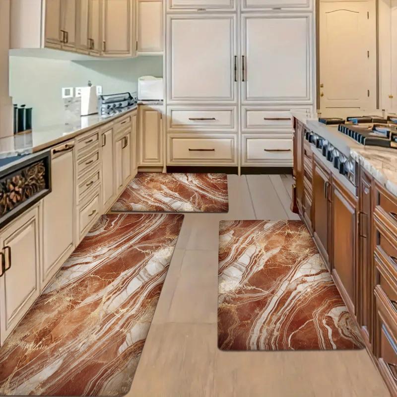 1Pcs Anti Fatigue Kitchen Rugs,  Marble Print Waterproof Non-Slip Thick Cushioned Kitchen Mat Heavy Duty Comfort Standing Mat for Kitchen