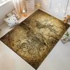 Vintage World Map Pattern Non-slip Rug Suitable for Living Room and Bedroom Sofas.