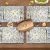 6Pcs, French-Style Blue and White Porcelain Flower and Bird Placemats, Washable, Suitable for Holiday Parties, Home Decoration