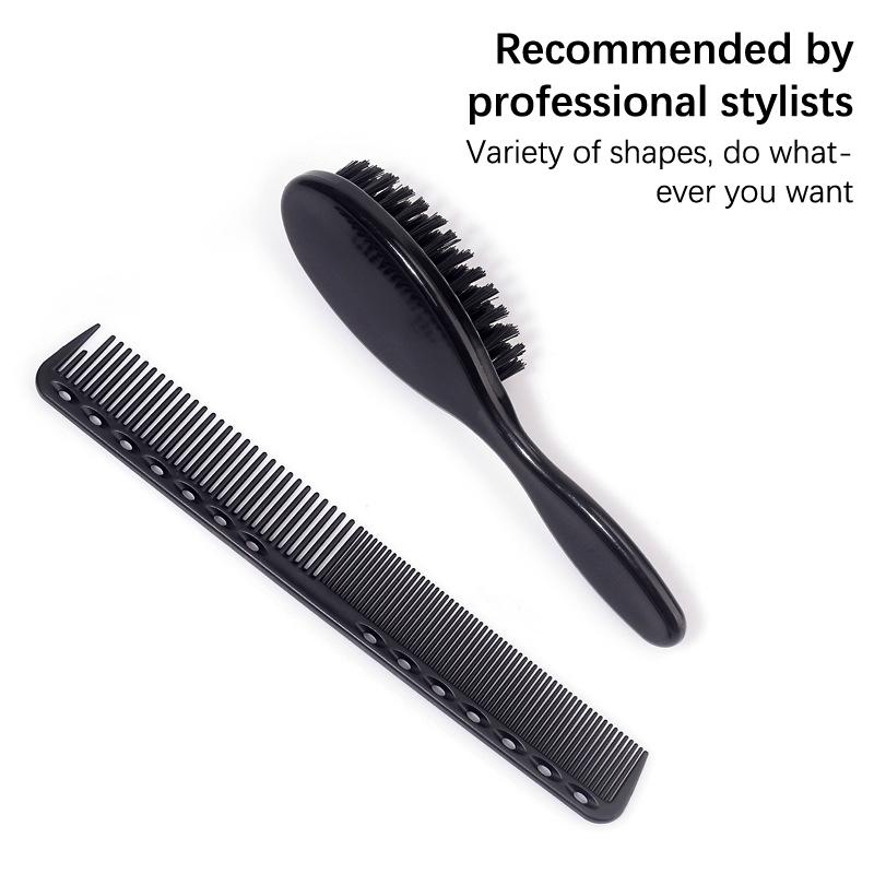 Black Small Beard Styling Brush Professional Shave Beard Brush Barber Vintage Oil Head Shape Carving Cleaning Brush Tools