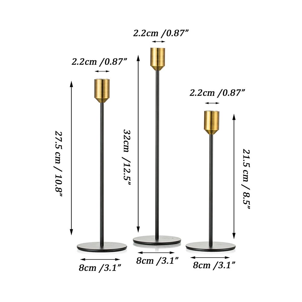 Dining Table Living Room Wedding Metal Decoration High Golden Candlesticks Black Candle Holder 2 Piece Set