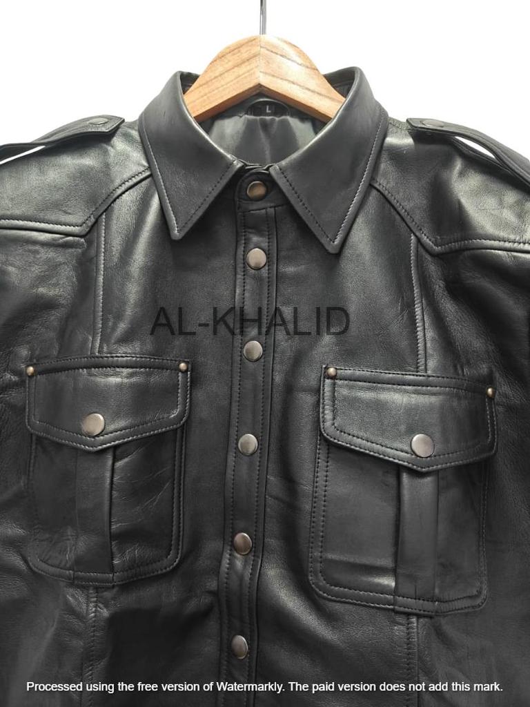 Black Men Shirt Genuine Leather Formal Classic Lambskin Stylish Handmade Casual