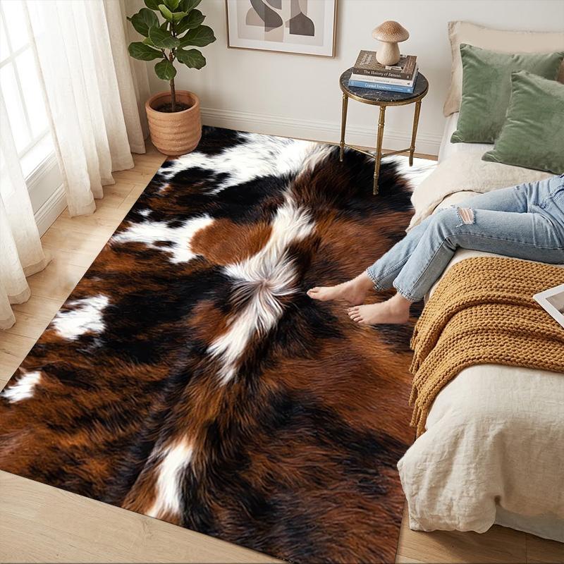 Cowhide Rug Living Room Nonslip Area Rug Soft Carpet For Bedroom Game Playroom Sofa Office Home Decor Doormat Christmas Gift C9261240