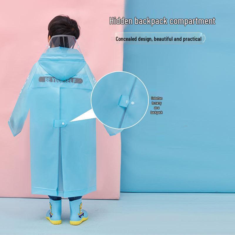 Kids' Academy Style Cartoon Raincoat with Invisible Backpack Feature