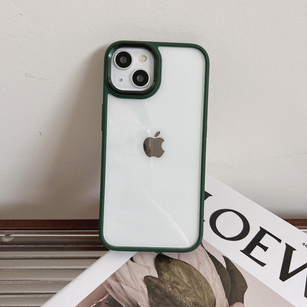 Applicable Apple iPhone 17ProMax Solid Color Case for iPhone 16, 15, 14 - Metal, Transparent, Recessed, Anti-Fall, Women's.