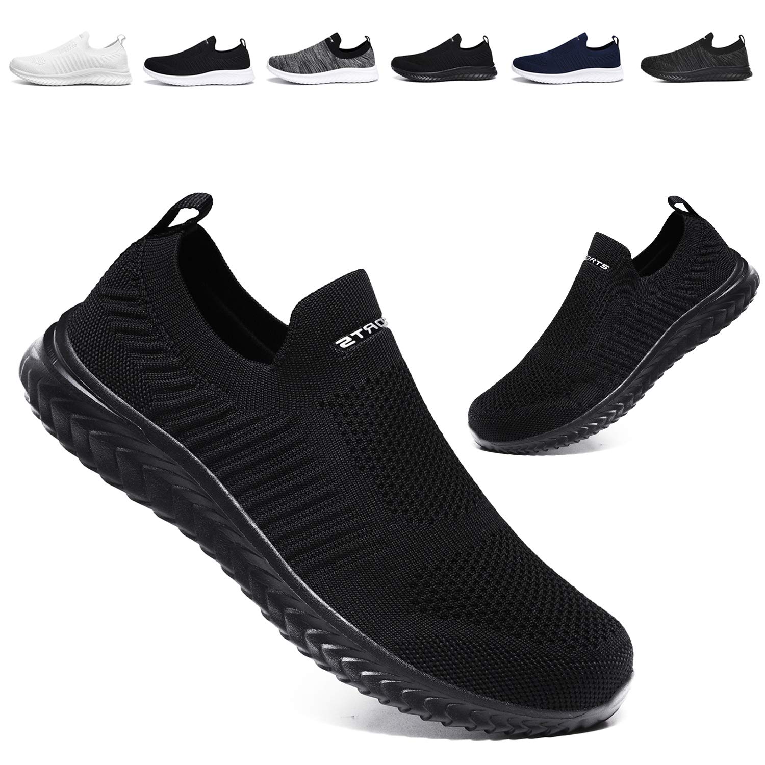 

JIAFO Sneakers for Men and Wide Ultra Large Running Training Comfortable Walking Nurse Athletic Commuting Sizes Slip-On Women, Fit, Laceless, чёрный