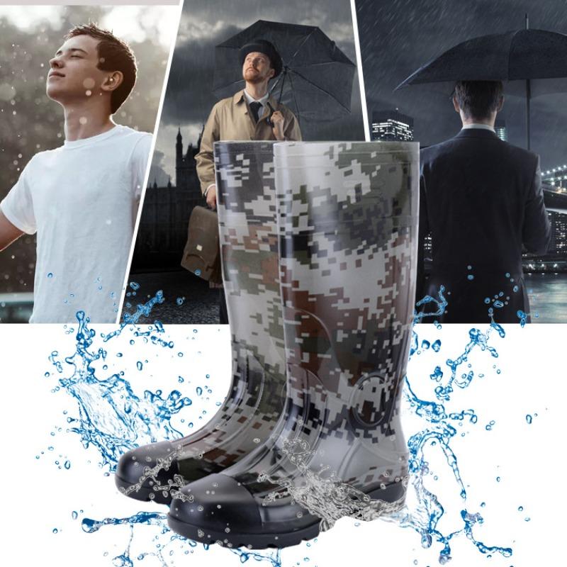 Thickened rain shoes men's tall water shoes mining camouflage rain boots long rubber shoes high quality waterproof