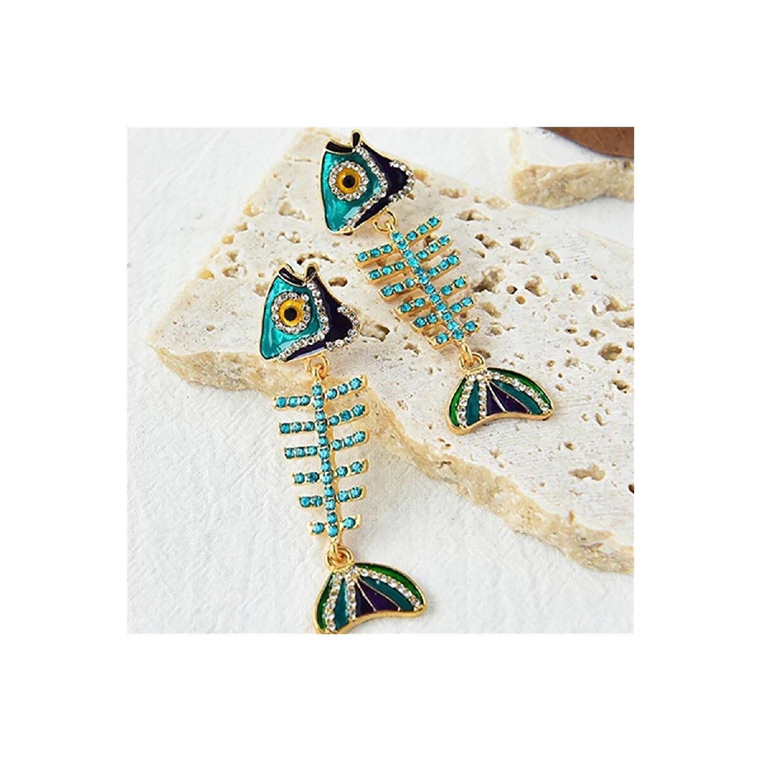 

Сині великі сережки Fishbone синій