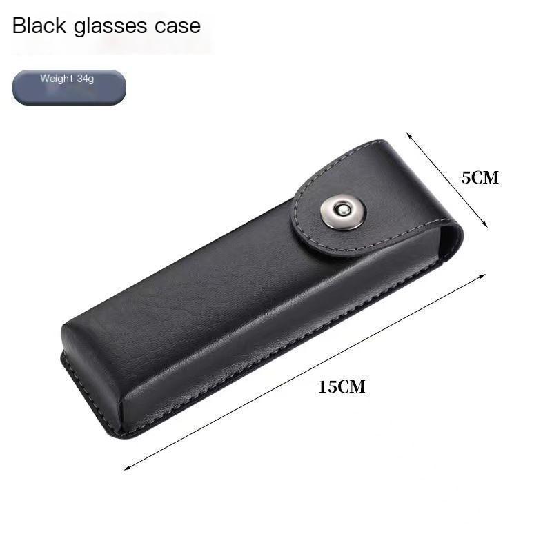 

Elegant Classic Leather Presbyopic Glasses Case Outdoor Glasses Secure Storage Compartment чёрный
