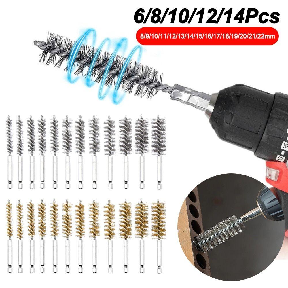 6/8/10/12/14Pcs Washing Polishing Tools Twisted Wire Borebrush  for Power Drill Impact Driver