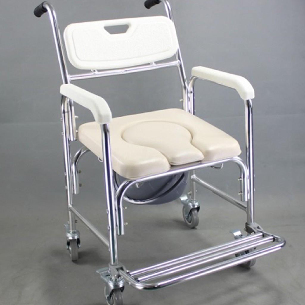 3 in 1 Aluminum Alloy Commode Chair Bathroom Shower Toilet Wheelchair Household Portable Elderly Closestool