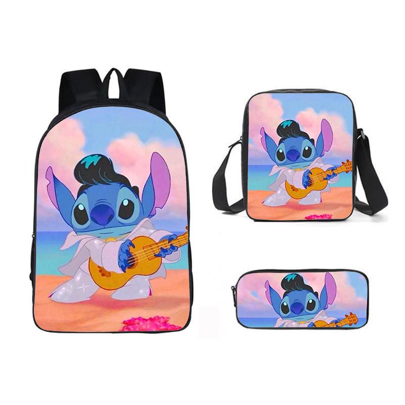Stitch Cartoon Backpack For Kids Oxford Fabric Waterproof School Bag With Breathable Straps