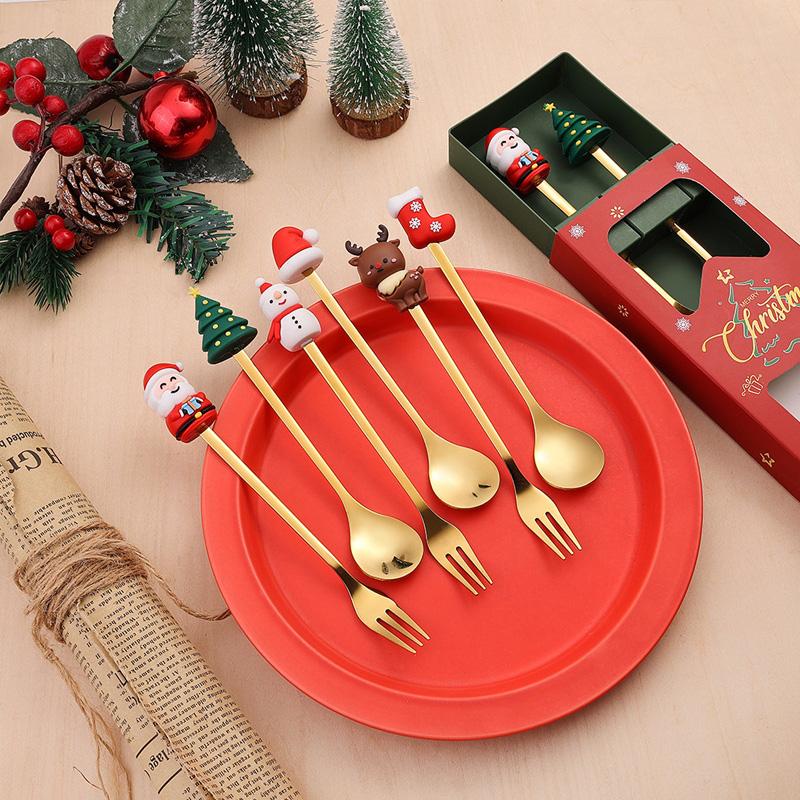 

Креативная посуда Кофейные ложки из нержавеющей стали для детей Модный рождественский подарочный набор