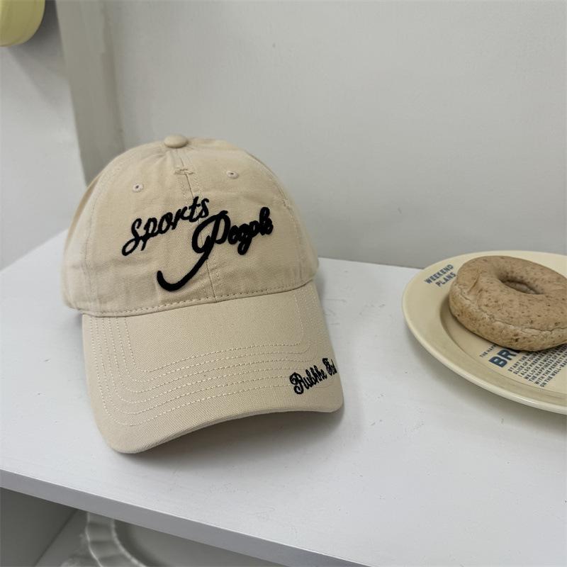Soft Top Hat Letter Three-dimensional Embroidery Baseball Cap Unisex Versatile Face Small Sunscreen Visor Tide