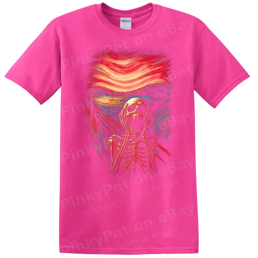 Skeleton Scream T Shirt Horror Art Design Graphic Tee Perfect for Halloween
