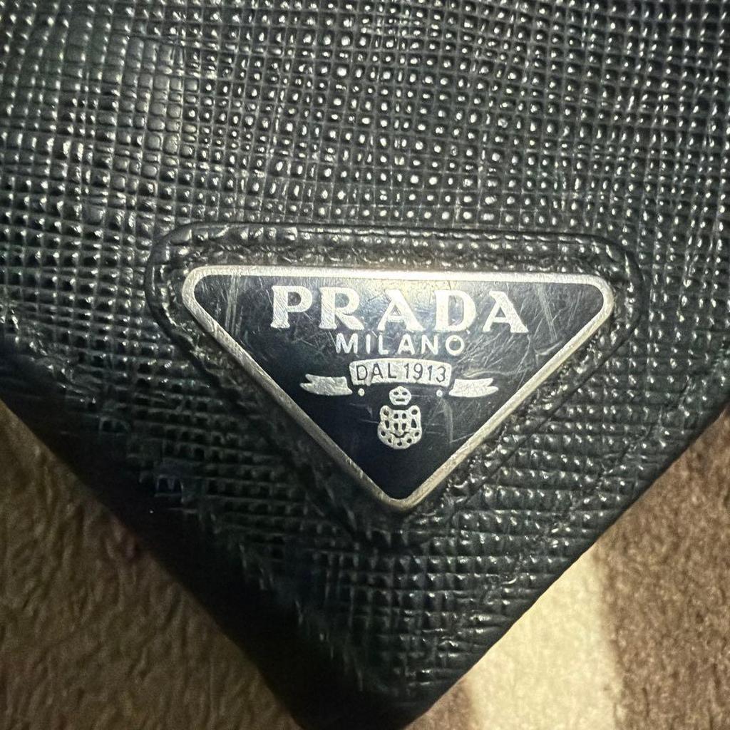 Used PRADA Saffiano Leather Trifold Wallet Black