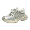2024 Nuove Sneakers da Donna Basse con Zeppa Patchwork Fondo Spesso Pelle Morbida Punta Tonda Casual Sneakers da Donna