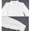 Vintage Embroidery Blouse Women Long Puff Sleeve Button Down Shirt Women Hollow Out Casual Crochet Lace Shirts Office Lady 19822