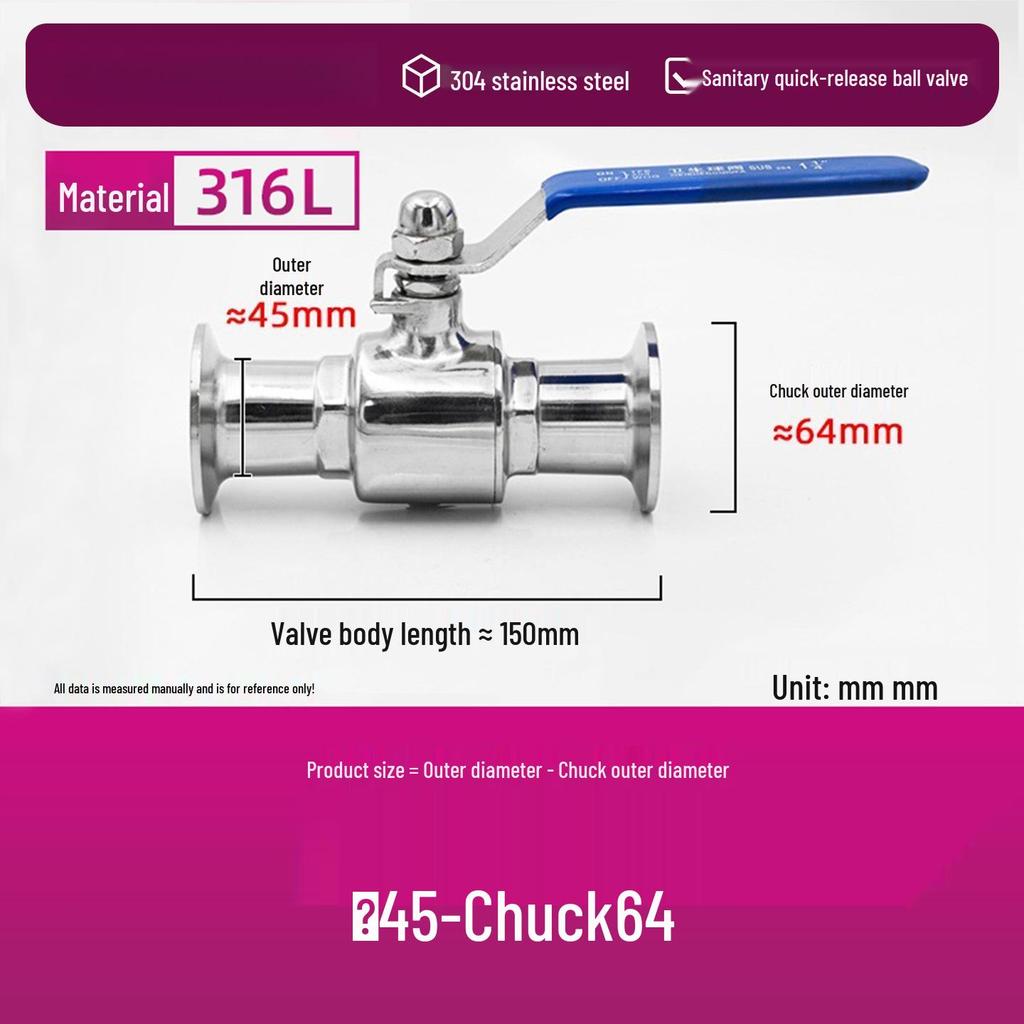 304/316 Stainless Steel Sanitary Quick Connect Ball Valve with Clamp