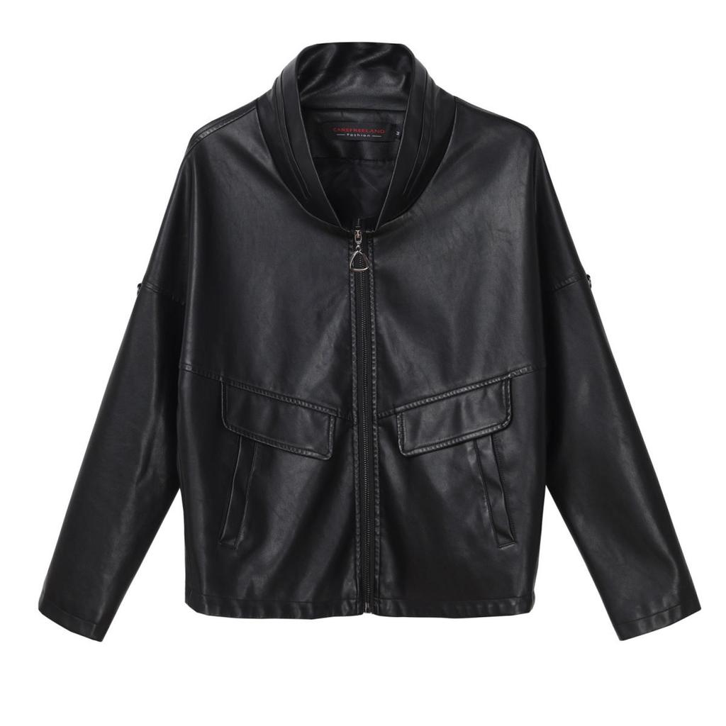 Women's  Autumn New Leather Leather Short Fashion Sheepskin Lapel Zipper Fashion Versatile Solid Color Leather Jackets